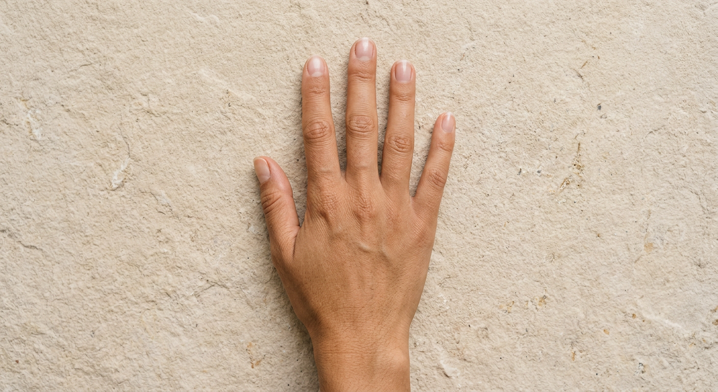 A bare hand photographed in soft daylight